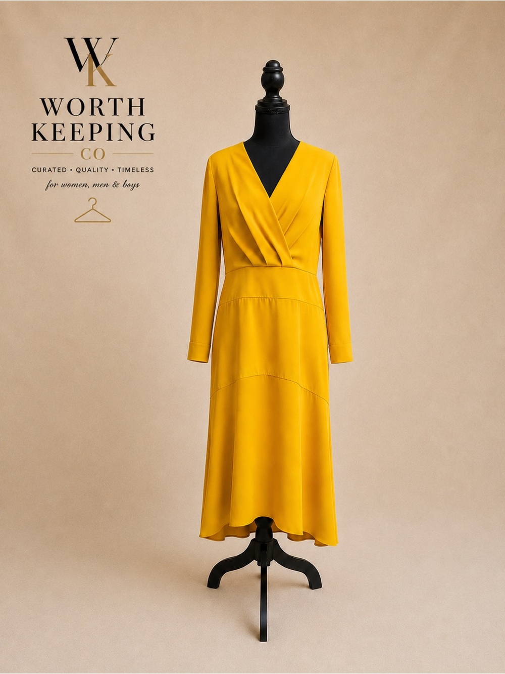 Karen Millen Soft Tailored Wrap Sleeved High Low Midi Dress